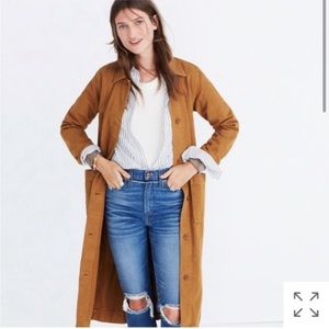 Madewell Garment Dyed Edition Duster Denim Trench Coat Women’s Size Large